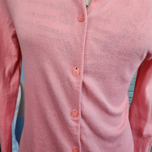 67. J  Crew Cotton Pink Sweater Cardigan - Picture 3 of 6